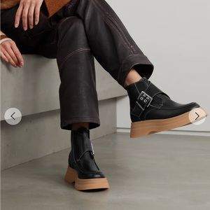 Ganni Black Leather Platform Boots